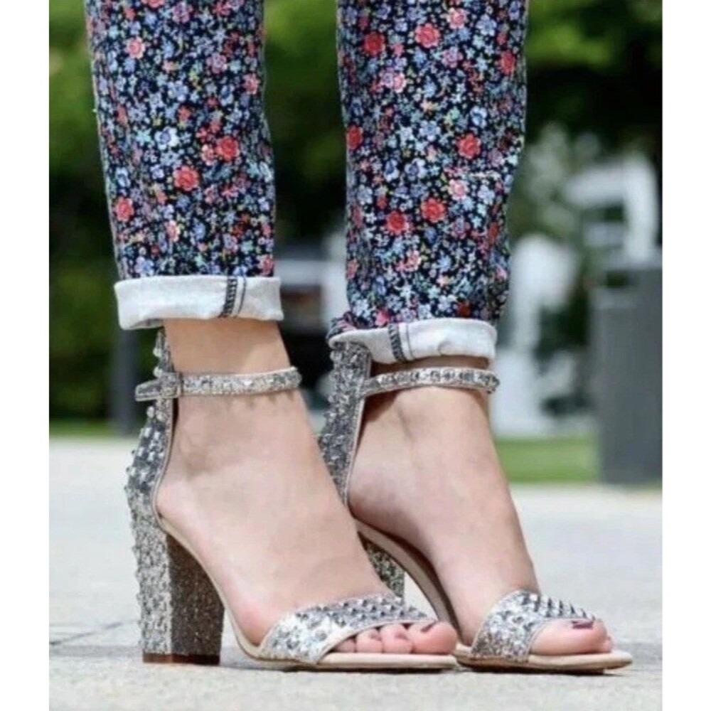 ZARA SILVER GLITTER OPEN TOE  HIGH HEEL SANDALS SHOES US 7.5 /UK 5 / EU 38